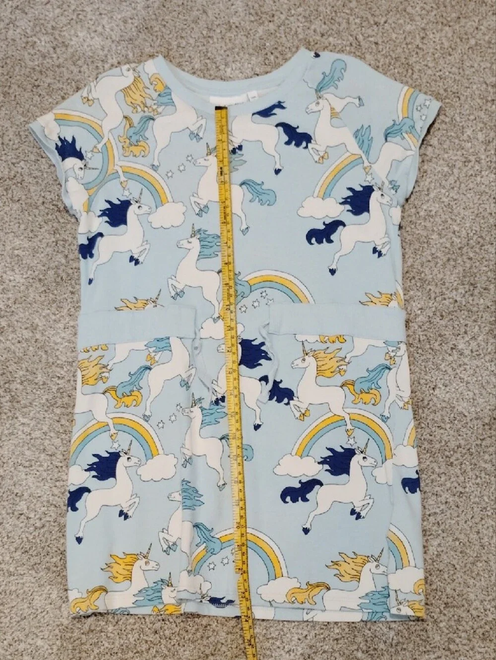 Mini Rodini Light Blue Unicorn Rainbow Dress